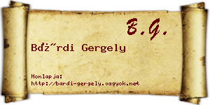 Bárdi Gergely névjegykártya